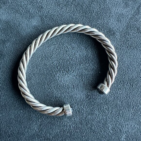 David Yurman Cable Cuff Bracelet w/ Sterling Silver & Black Diamonds - Medium - Picture 14 of 16